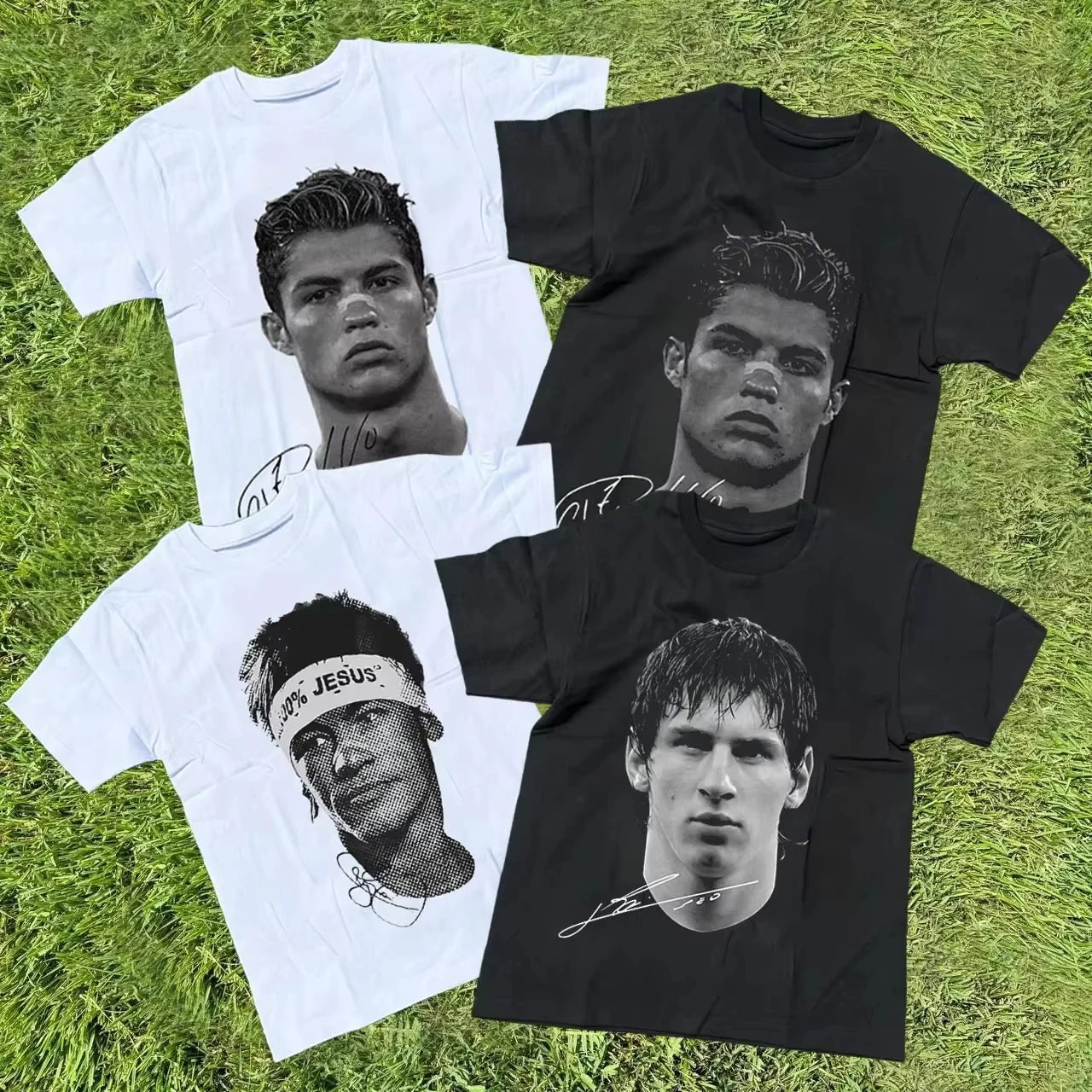 Football Superstars Portrait Graphic T-Shirt